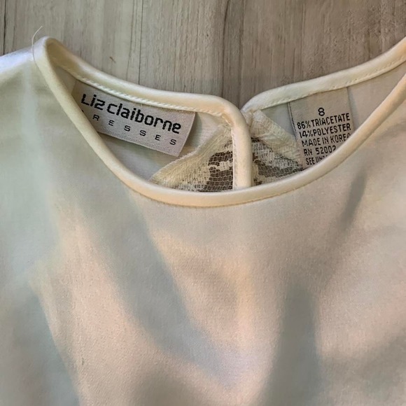 Vintage 1980s satin dress 3/4 sleeves Liz Claiborne sz. 8 - Picture 3 of 6